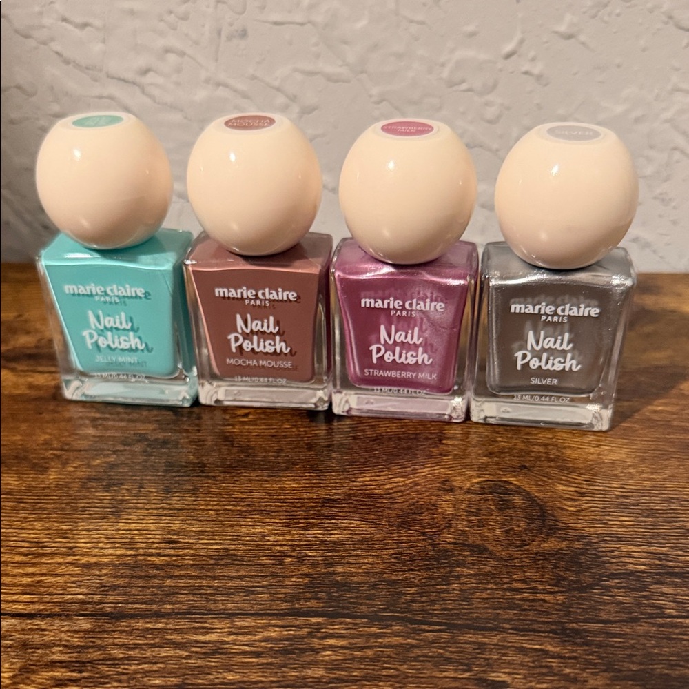 Press-On Nail Polish Set - Mint, Mocha, Pink, Silver